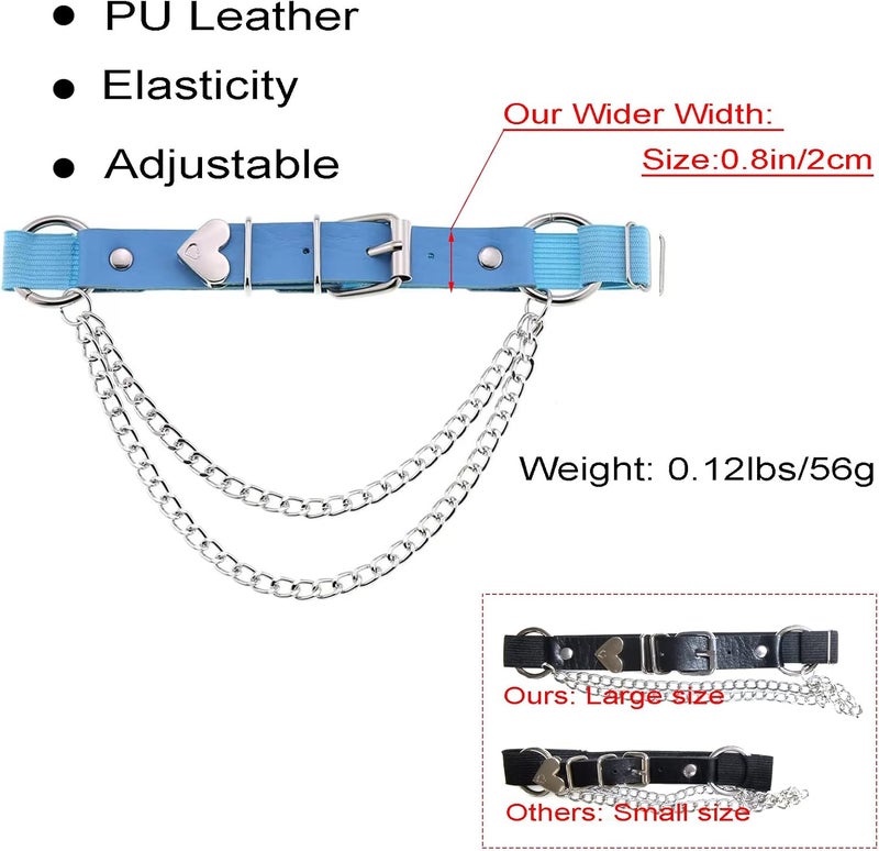 Lockban Adjustable Heart-Shaped Thigh Garter 2 Pieces Punk Leather Garter Belts Leg Garter with Chains Body Accessories - Image 4